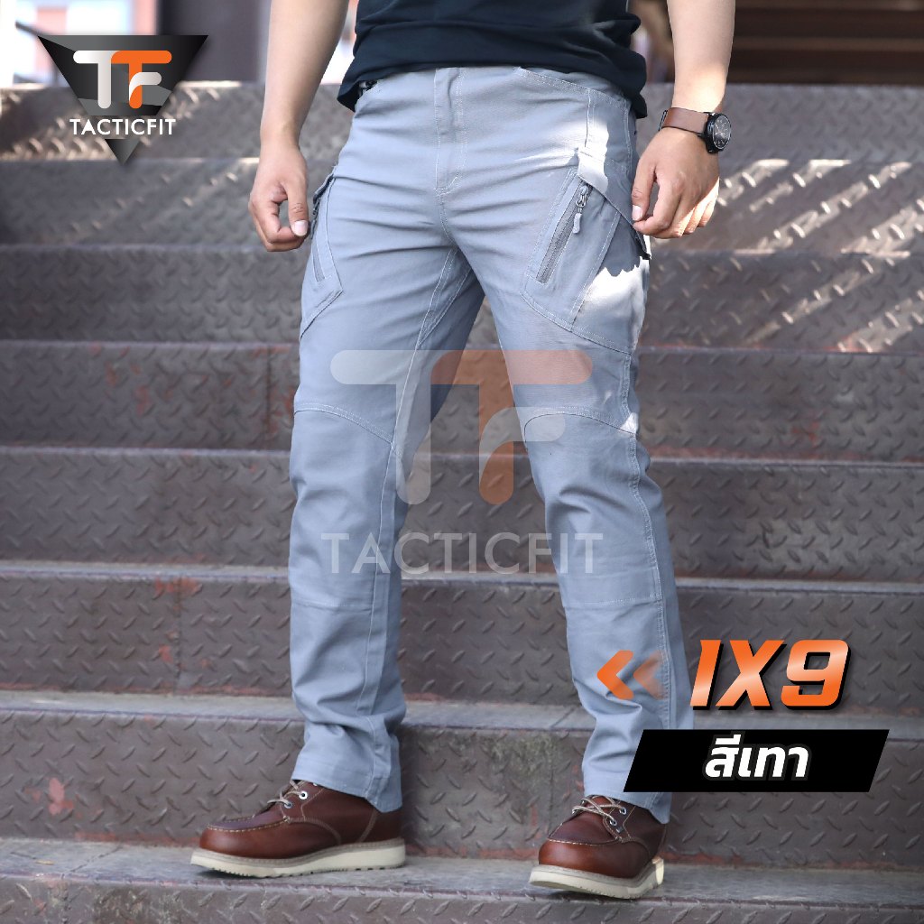 เนื้อผ้าหนายืดหยุ่น กางเกงคาร์โก้ชาย กางเกงยุทธวิธี ix9 Tactical pants สไตล์แทคติคอล กระเป๋าเฉียง ของแท้ปี 2024 รูปที่ 6