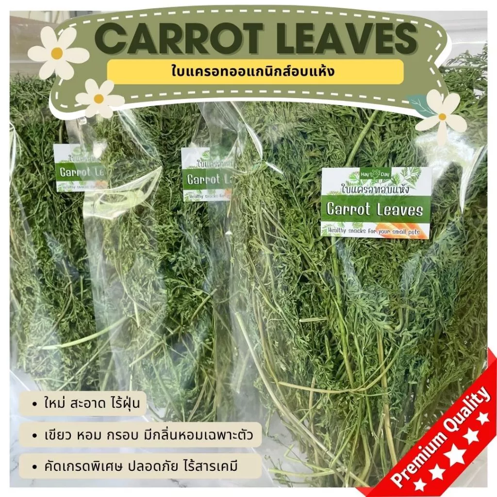 🔹ใบแครอท🔹Carrot Leaves อบลมร้อน ใบแครอทอบแห้ง ไร้ฝุ่น เขียวหอม สำหรับกระต่ายและสัตว์ฟันแทะทุกชนิด