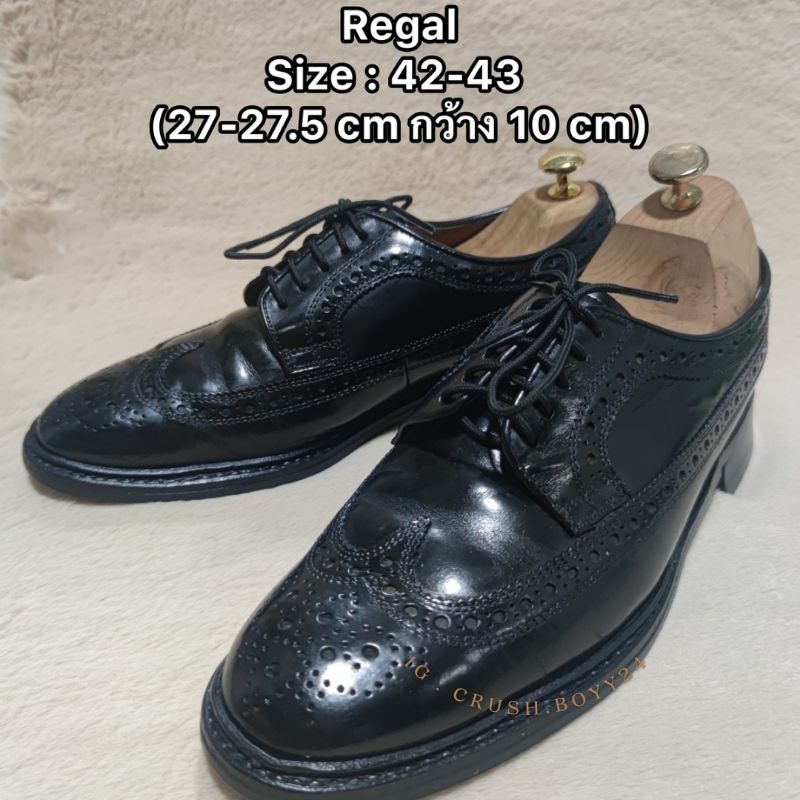 รองเท้าหนังสีดำ แบบผูกเชือก Regal / Size : 42-43 (27-27.5 cm กว้าง 10 cm)