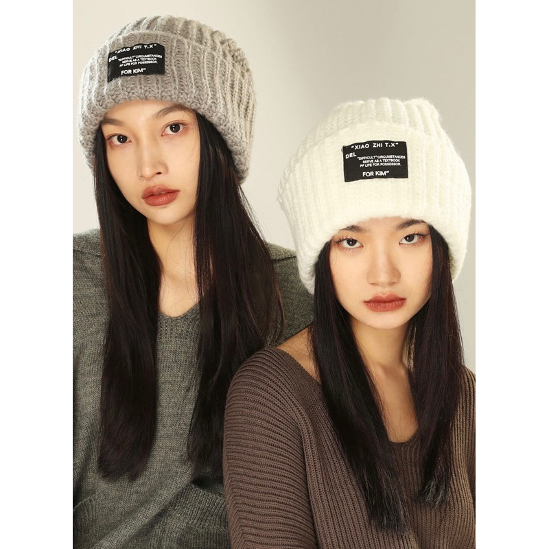 Beanie knit Hat  หมวก บีนนี่ ถักไหมพรมสไตล์เกาหลี ไหมพรมนุ่มๆๆน่ารักๆอบอุ่นใส่หน้าหนาวกันหนาวกันหิมะ