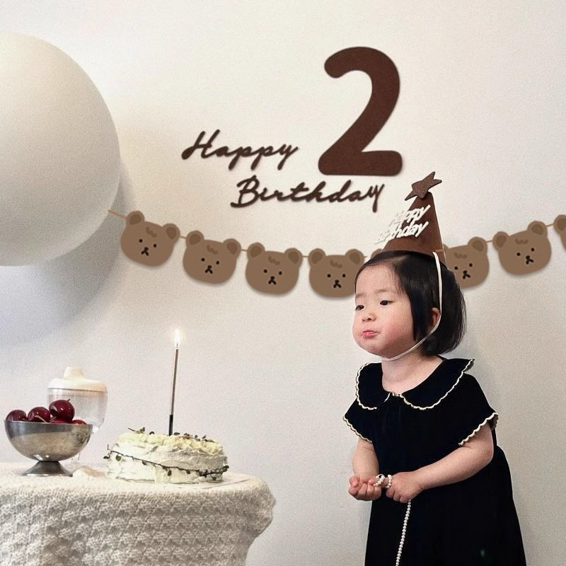 [พร้อมส่ง] ป้ายHappy Birthday ป้ายวันเกิด ป้ายตัวเลข ป้ายตัวเลขสีน้ำตาล ป้ายแฮปปี้เบิร์ดเดย์ สไตล์มินิมอล