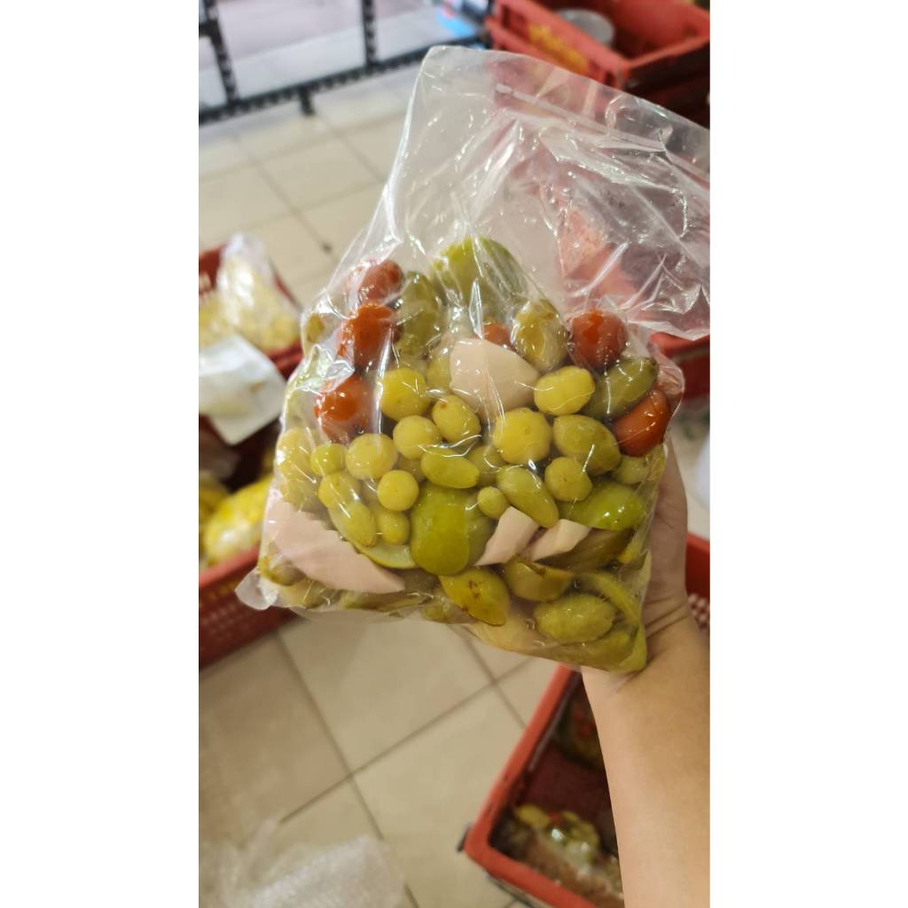 ผลไม้ดองรวม ดองธรรมชาติ ไม่มีสารฟอก แถมฟรี น้ำปลหวานและพริกเกลือแซ่บๆ