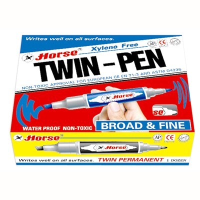ปากกา ปากกาเคมี 2 หัว Horse ยกกล่อง 1 โหล