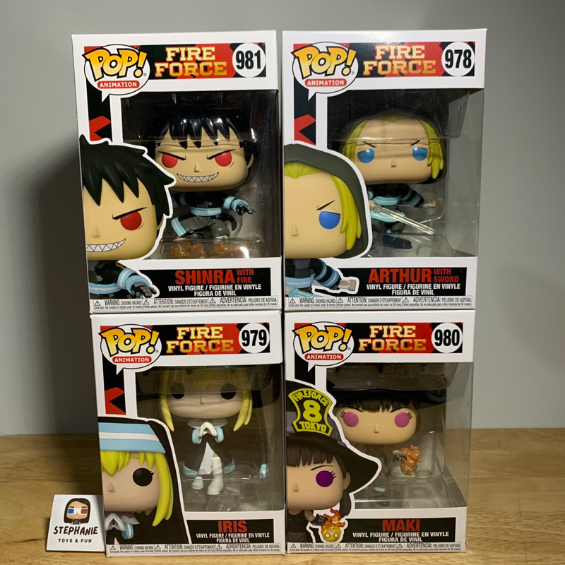 [ยกเซ็ต] Funko POP! Animation : Fire Force - Shinra with fire, Arthur with sword, Maki, Iris หน่วยผจ