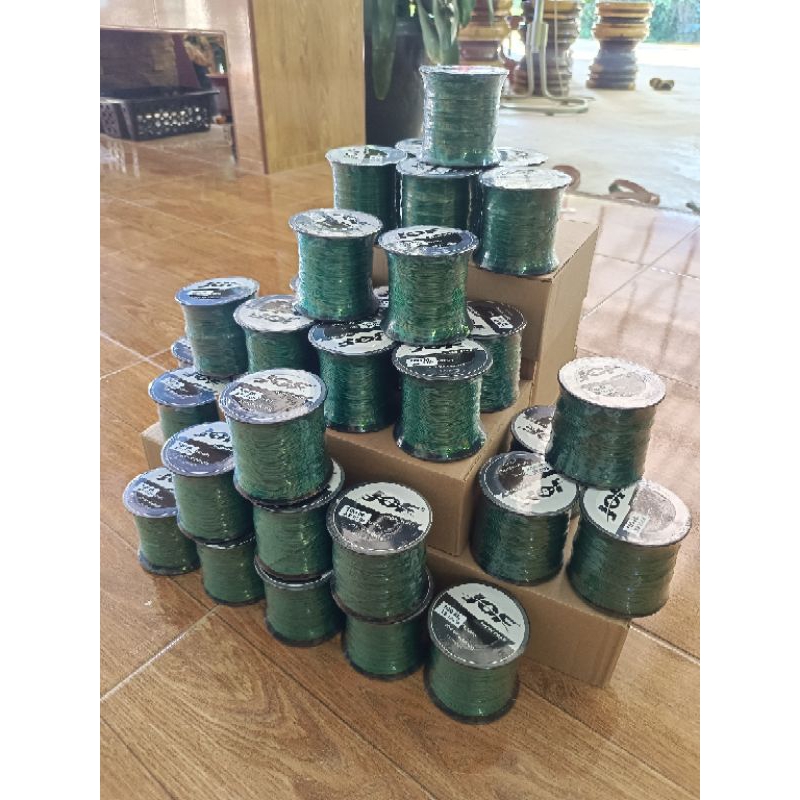 สาย PE ถัก 8 สีเขียว ยาว 100 เมตรมีขนาด60,80,100,120,160,200ปอนด์ (jofของแท้100%)ไม่อมน้ำ