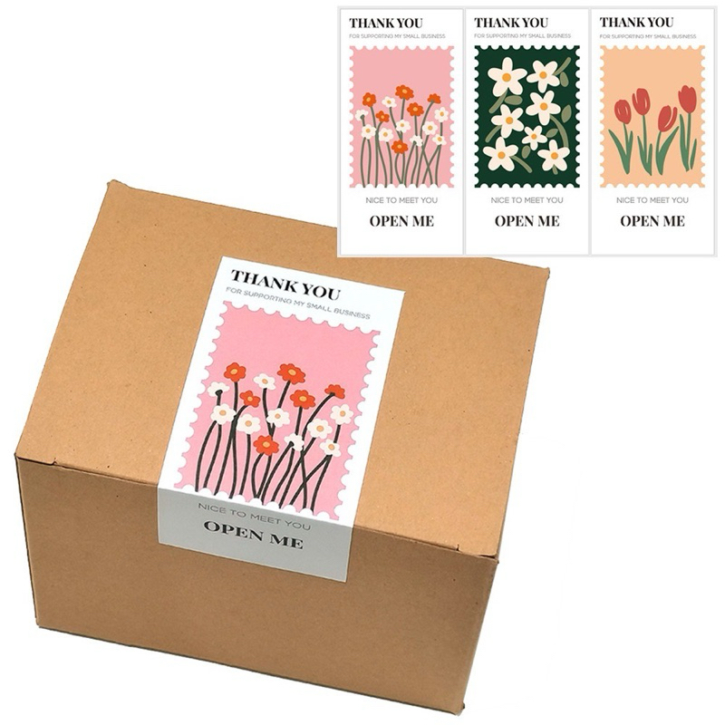 ❣️พร้อมส่ง❣️【50ดวง/แพ็ค】 Thank you stickers สติ๊กเกอร์ขอบคุณ ขนาด 10*5 ซม.