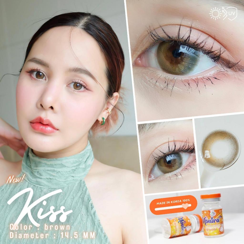 🔥คอนแทคเลนส์✨ขนาดกลาง✨Brown / Almond ✨ Kiss (Montra)