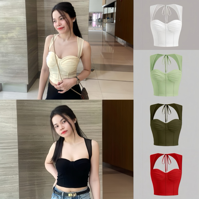 TORR.STORE Naomi Top | เสื้อแขนกุดผ้าตาข่าย ดีเทลผูกโบว์หลัง