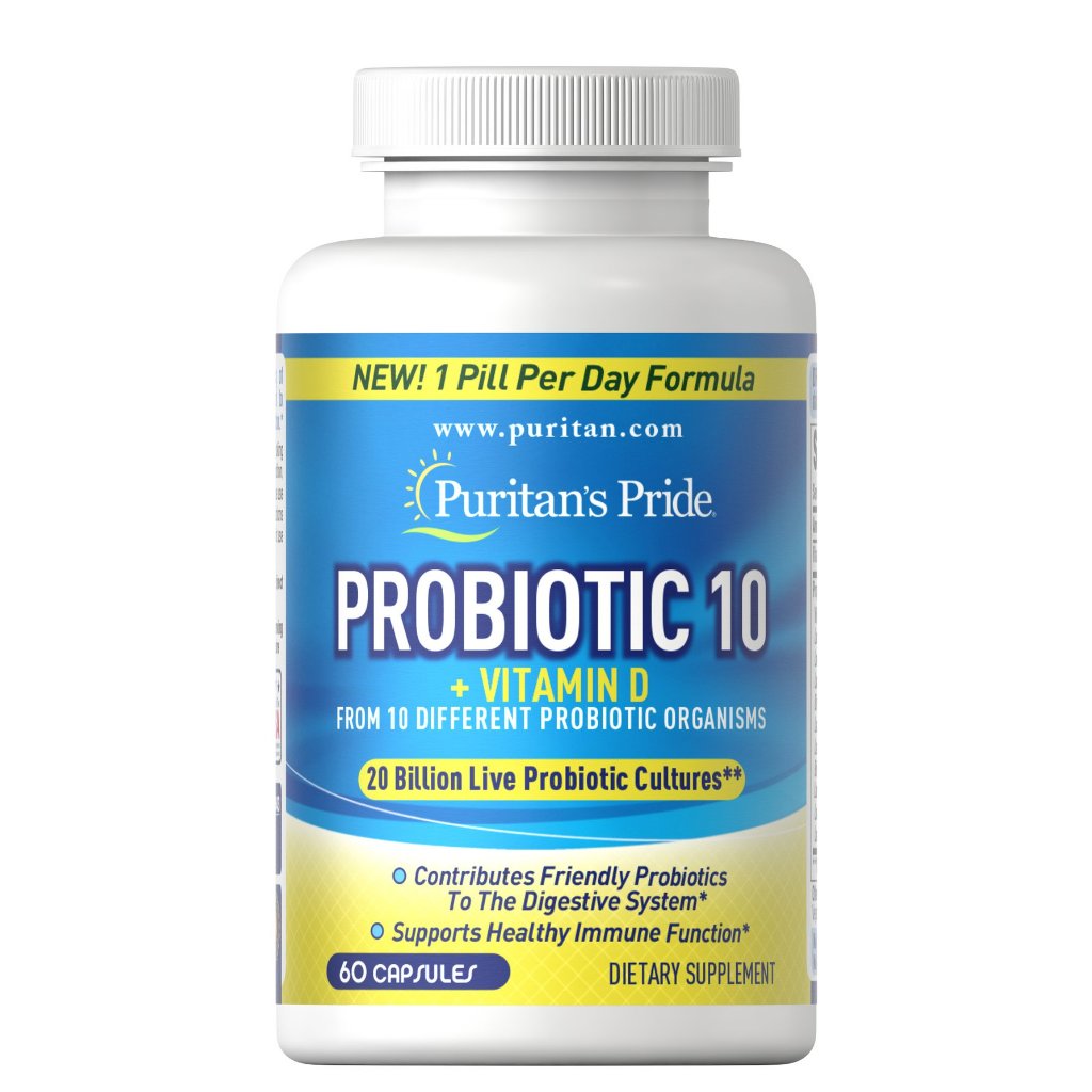 Puritans Pride Probiotic 10 with Vitamin D 60 capsules