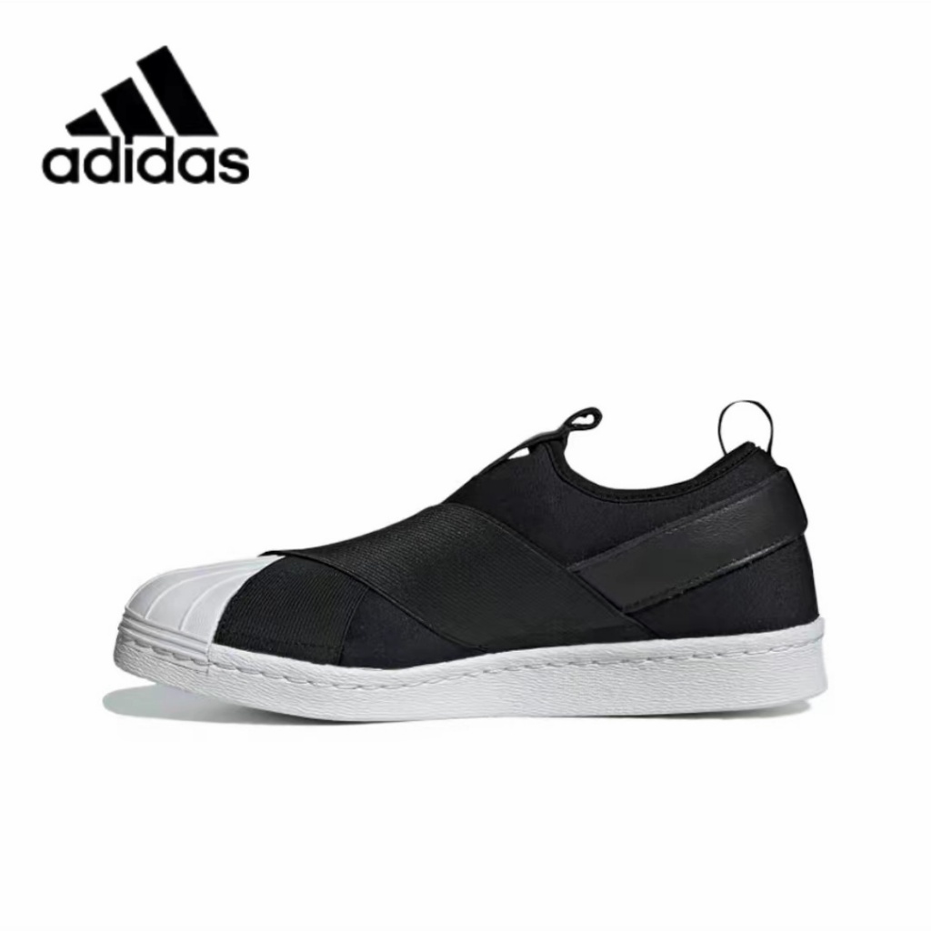 รองเท้าผ้าใบ adidas originals Superstar Slip-On ของแท้ 100% สีขาวและสีดํา
