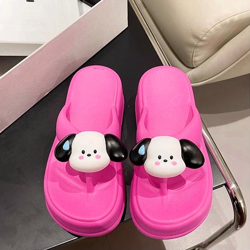 Fshoes พร้อมส่งรองเท้าแตะแฟชั่นผู้หญิงทรงหูหนีบสูง สีสันสดใส5สี แถมตัวตอดลายหน้าน้องหมาสุดกรุบกริบ สั่งเลยพร้อมส่ง