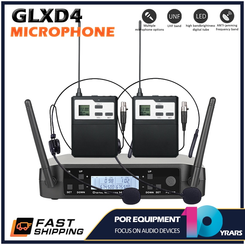 ไมโครโฟนคลิปคอไร้สาย Glxd4 Headset ไมโครโฟนคลิปคอ UHF Microphone เหมาะสำหรับใช้ในชั้นเรียนครู