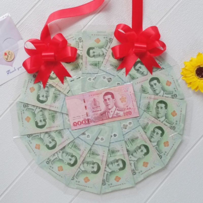 (แถมการ์ดฟรี) 💸พวงมาลัยซองเปล่า แบบกลม💸สำหรับใส่ธนบัตร งานรับปริญญา งานปัจฉิม💸
