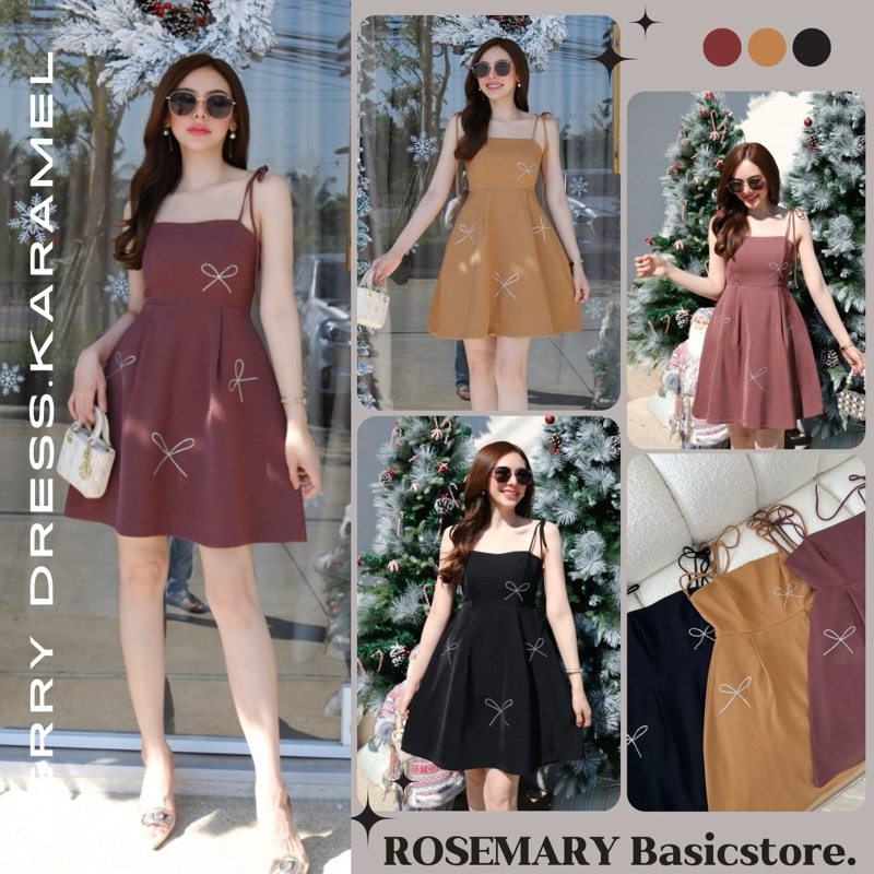 Berry Dress เดรสทรงเจ้าหญิง ติดคริสตัลโบว์ ป้าย 𝐊𝐚𝐫𝐚𝐦𝐞𝐥 (By 𝑻𝒉𝒊𝒕𝒊𝒚𝒂) #Rosemary Basicstore