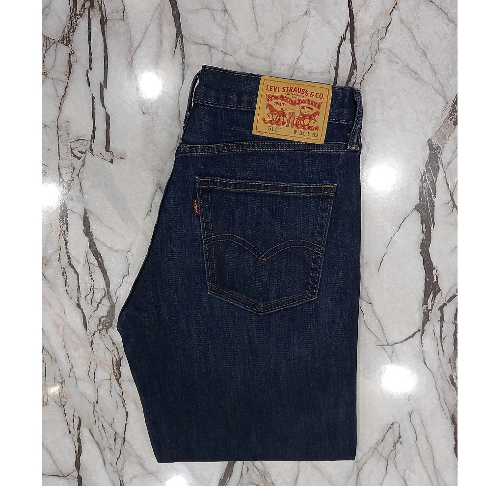 กางเกงยีนส์ forลีวาย 511 ทรงขาเดฟ ซิป สีเข้ม2 ผ้ายืดน้อย 🔔(เอวแจ้งตามวัดจริง)🔔 มีหลาย MADE IN (OL 2)
