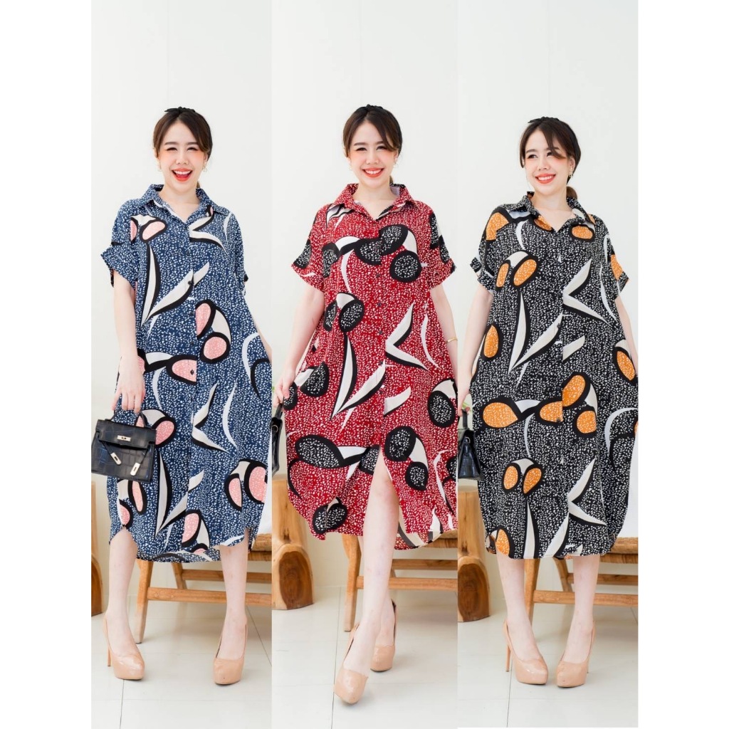 เดรสปกเชิ้ตทรง oversize ผ้าไหมอิตาลี มีน้ำหนัก สวยมากๆ ค่า - รูปที่ 6