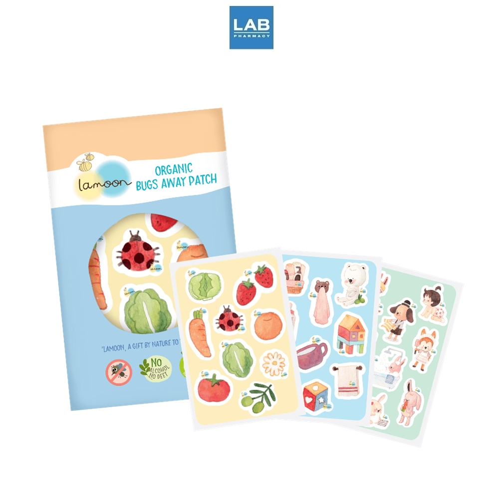 Lamoon Organic Bugs Away Patch 54pcs - ลา-มูน แผ่นแปะกันยุง 54 ดวง
