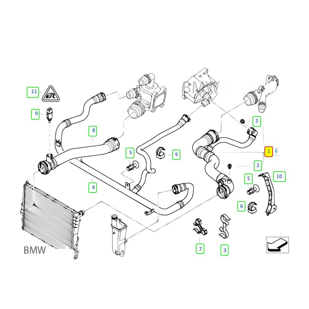 ท่อน้ำบน BMW E46 เครื่อง N42 N46 Water hose, inlet, thermostat 7520668