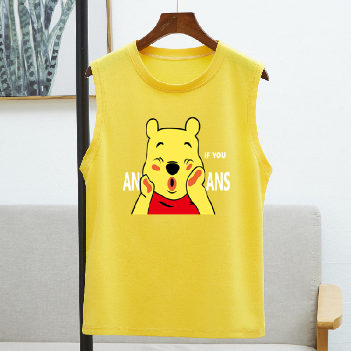 ฤดูร้อน ราคาต่ำสุด รูปแบบการ์ตูนยอดนิยม อ่อนนุ่ม เสื้อแขนกุด 8สี S~3XL