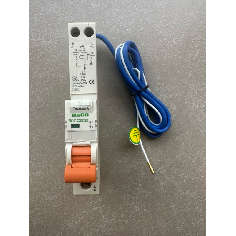 Haco เบรกเกอร์กันไฟฟ้ารั่ว RCBO RO7-220/30 ,RCBO R07-216/30 ,16Aและ20A