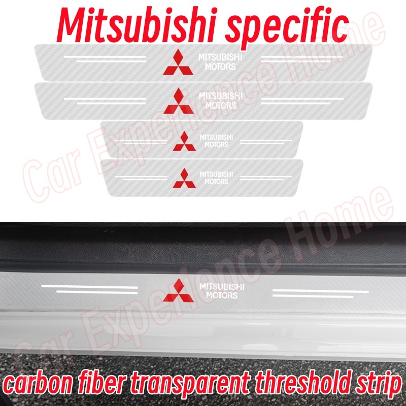 5ชิ้น คาร์บอนไฟเบอร์แถบประตูโปร่งใสสำหรับรถยนต์ Mitsubishi Triton Asx Lancer Pajero สติกเกอร์ป้องกันการเหยียบประตูรถยนต์