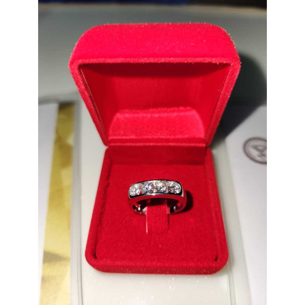 DIAMOND RING แหวนแถวเพชรแท้ HPHT Lab Grown Diamond 4 เม็ด (รวม 1.2 กะรัตเม็ด) น้ำ 98-100 VVS-VS - ทองคำ 9K ทองคำขาว 9K