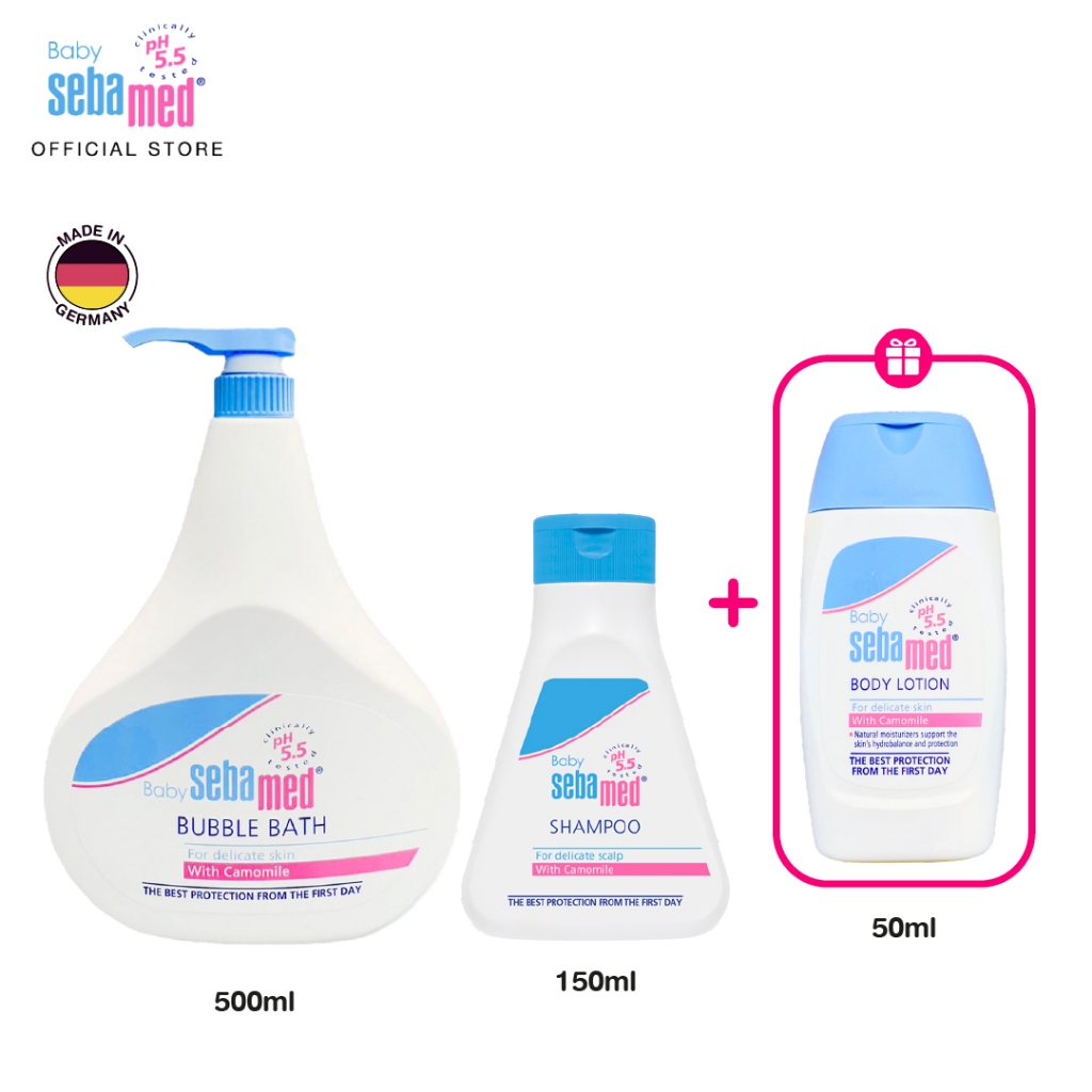 เซ็ต 3 ชิ้น: Sebamed Baby Bubble Bath 500ml & Baby Shampoo 150ml รับฟรี! Baby Body Lotion 50ml