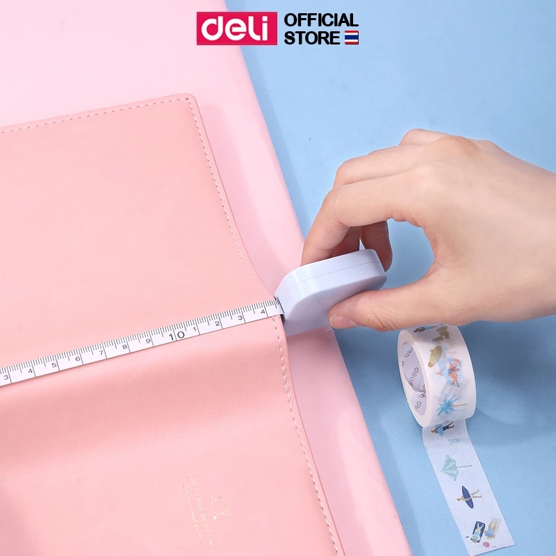สายวัดตัว Deli ตลับเมตร พกพา สายวัดเอว สายวัดตัว แบบตลับ มินิมอล สีพาสเทล น่ารัก ยาว 1.5 เมตร (คละสี 1 ชิ้น) thumbnail 7