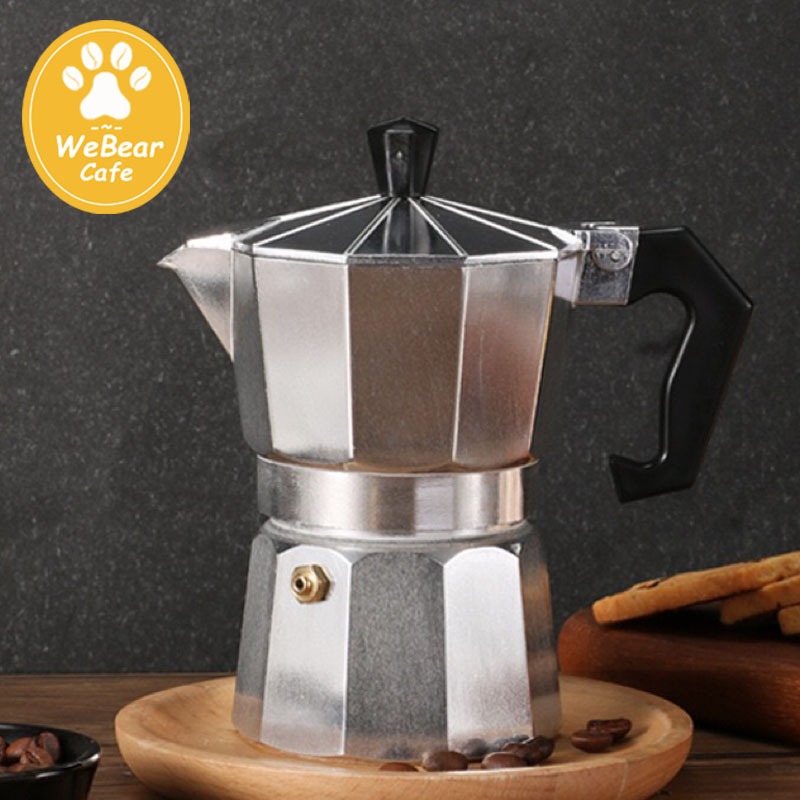 WeBear Cafe☕ หม้อต้มกาแฟสด moka pot อลูมิเนียม ขนาด 3 ถ้วย/150มล.6 ถ้วย/300 มล.แบบพกพา HGRZ