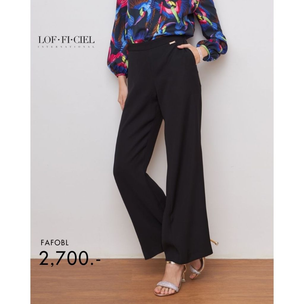 LOF-FI-CIEL woman's pants Jubili flare กางเกงผู้หญิง ขายาว ผ่าข้างเล็กน้อย สีดำ FAFOBL