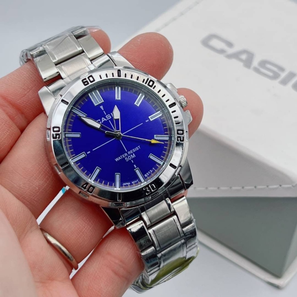 นาฬิกาผู้ชาย Casio รุ่น MTP-VD01D สายแสตนเลส สีเงิน