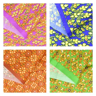 ผ้าถุง คุณภาพดี **ลายไทย** ปาเต๊ะ batik เนื้อผ้าดี ไม่ลื่น ไม่บาง เย็บแล้ว กว้าง2เมตร คละลาย สวยงาม