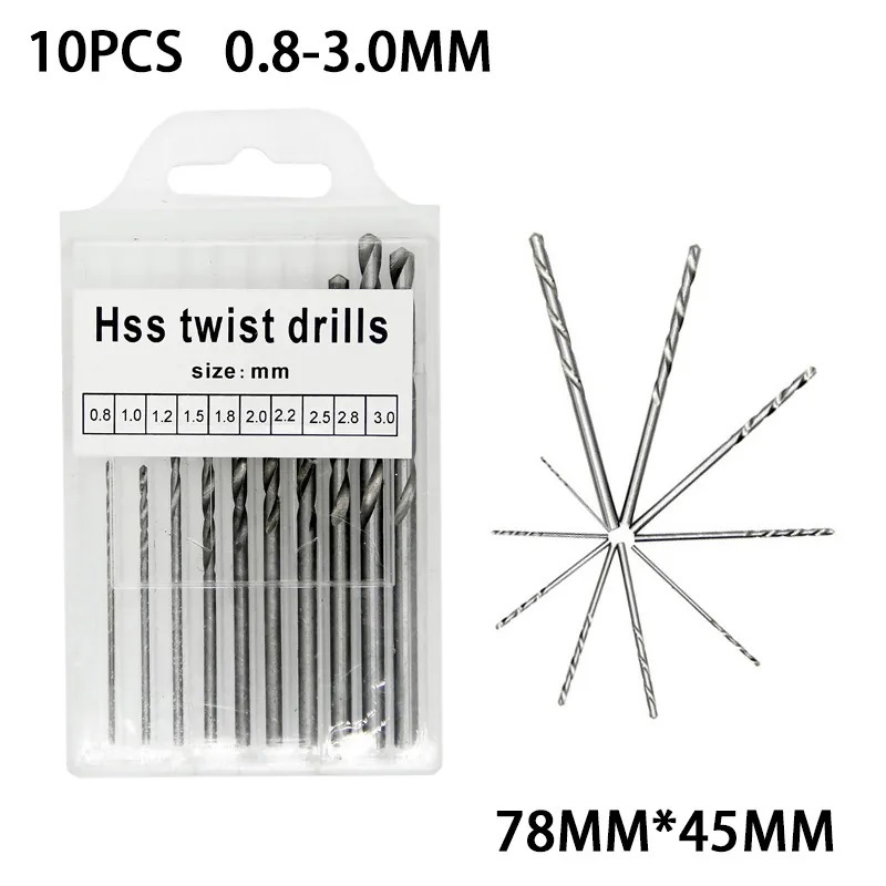 ชุดดอกสว่านขนาดเล็ก สำหรับงาน DIY มีขนาด 0.8 - 3.0 mm. จำนวน 10 ชิ้น