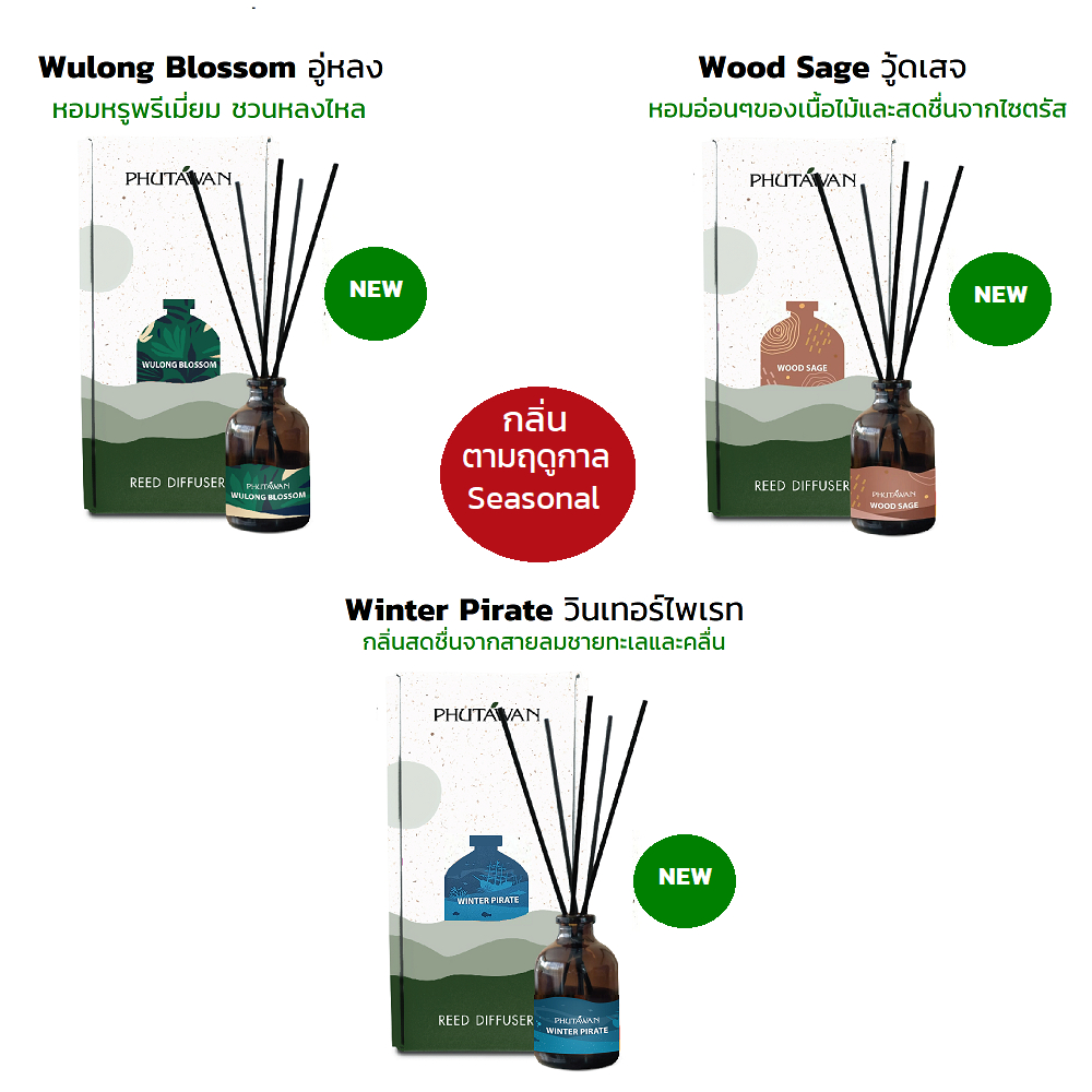 ภูตะวัน ก้านไม้หอมปรับอากาศ (Phutawan Aroma Reed Diffuser) 50ml ปรับอากาศในห้อง กระจายกลิ่นหอมได้ดี ช่วยผ่อนคลาย imart65