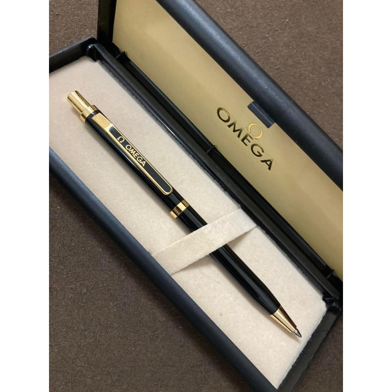 ปากกากดแบรนนาฬิการุ่นเก่ายุค 90’s Vintage OMEGA Novelty Gold/Black Knock type Ballpoint Pen(No ink) wz/Box