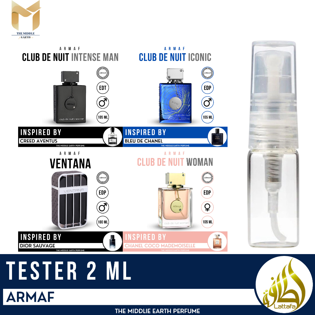 Tester น้ำหอม Armaf แบ่งขาย ขนาด 2 ml ติดทน หอมนาน ของแท้100% นำเข้าจาก UAE