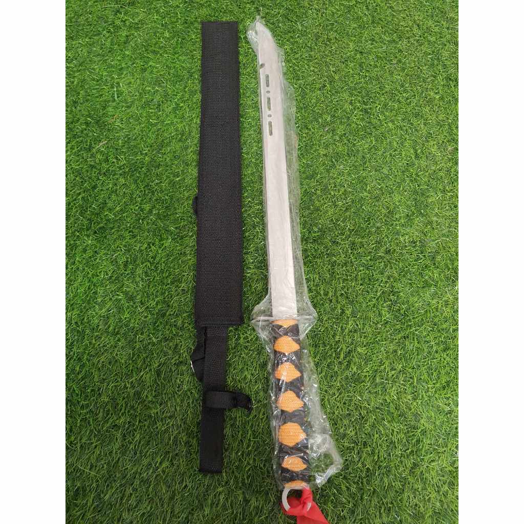 SAMURAI ยาว70ซม. หนา 2.4 mm ซองดำผ้าเเดง มีดพก มีดเดินป่า ใบเจาะพอดสวยงามรวมด้าม 70เซนติเมตร