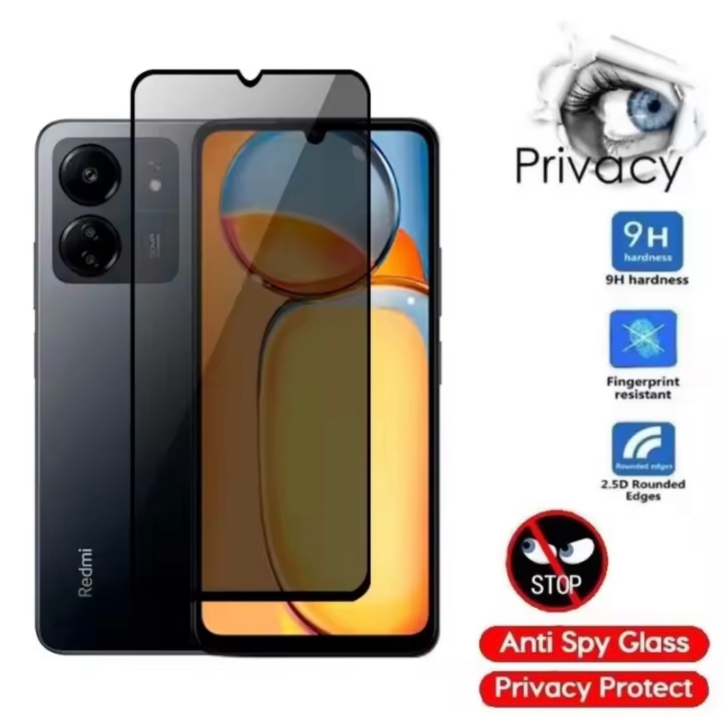 ฟิล์มกระจกกันเสือก เต็มจอ For Redmi 14C/Redmi 13C 4G Tempered Glass Privacy Screen ป้องกันการแอบมอง 
