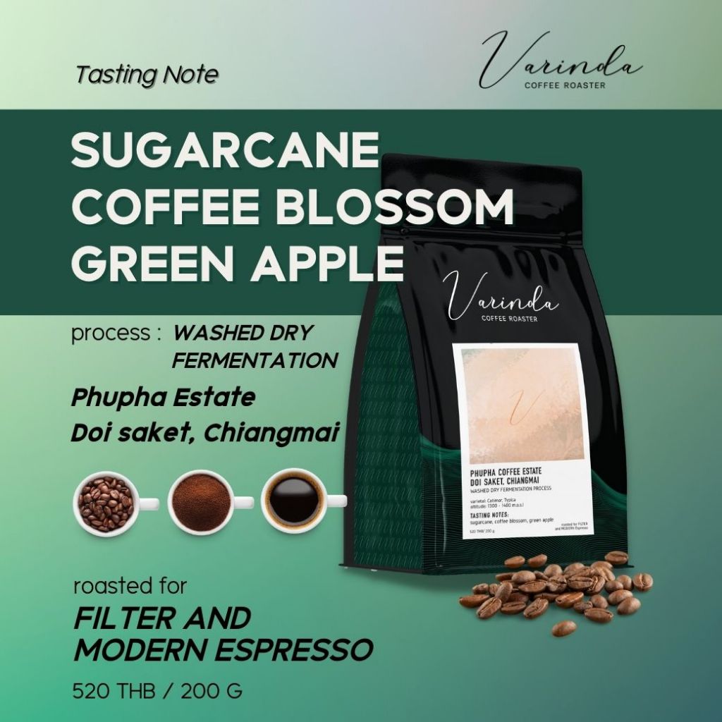 Varinda Coffee Roaster เมล็ดกาแฟคั่วอ่อน Specialty Single Origin Phupha Estate 200g เหมาะสำหรับ Drip และ Pour-over