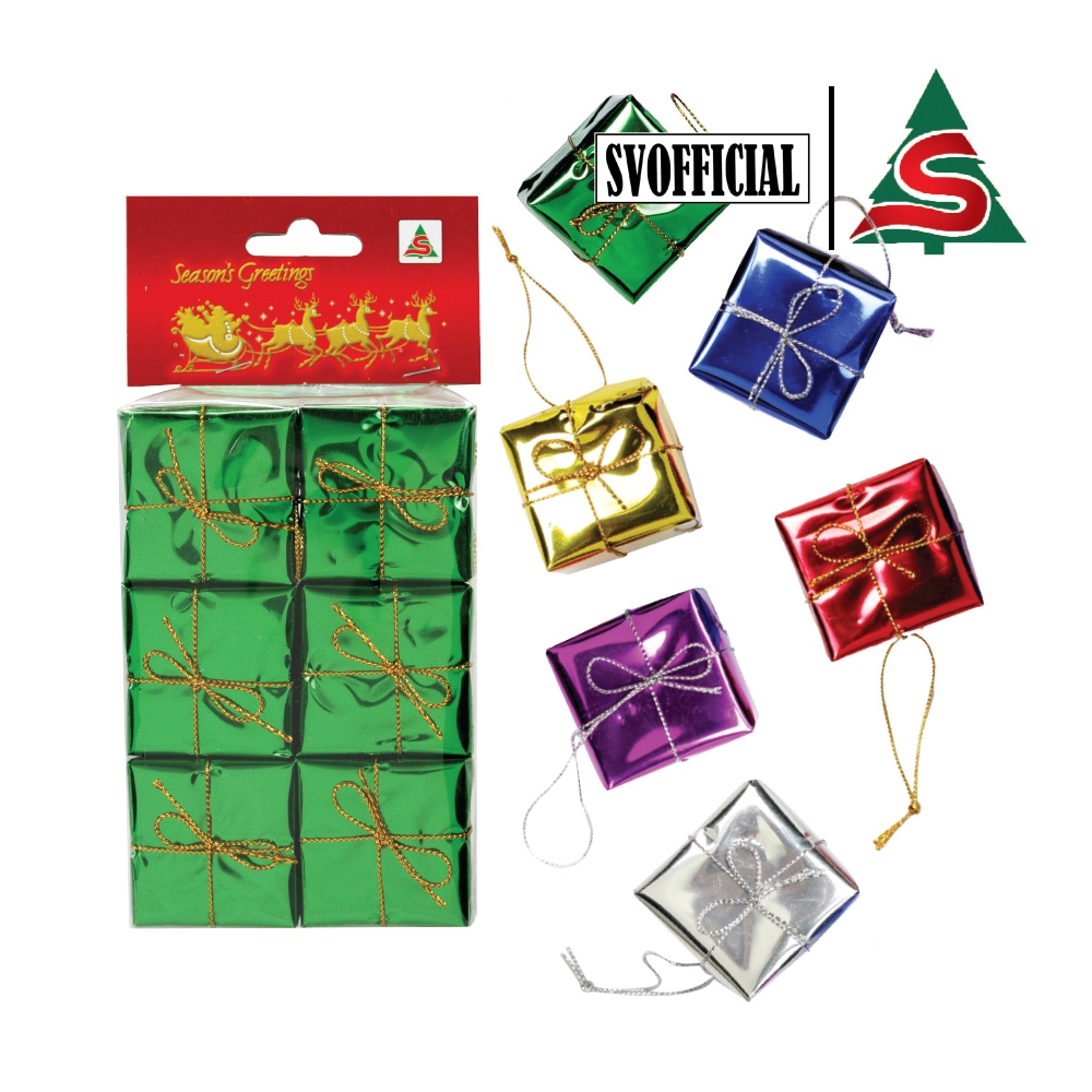 กล่องของขวัญลูกเต๋าขนาด 1.5 นิ้ว บรรจุ 6 ชิ้น/ถุง 3003-04 คละสี Ornaments