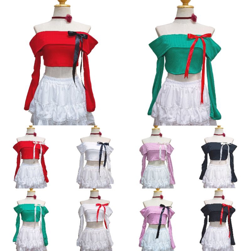 Chirtmas ส่งไว 99 เสื้อไหมพรมแขนยาว เปิดไหล่