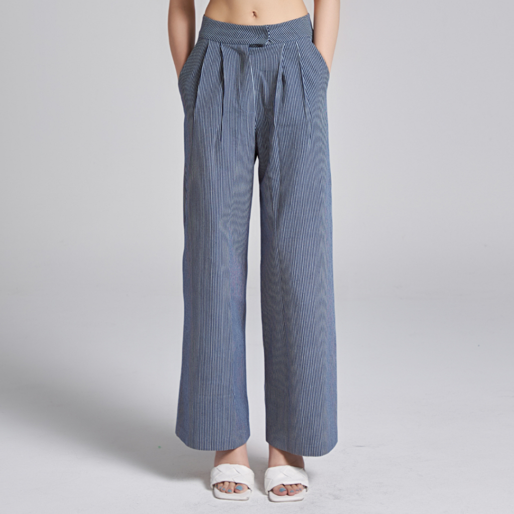 SISMANIA Unna Pants in Striped Dark Denim