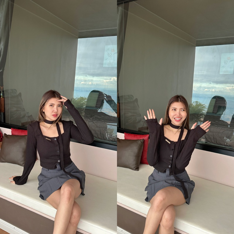 windy top เสื้อแขนยาว+สายคล้องคอ