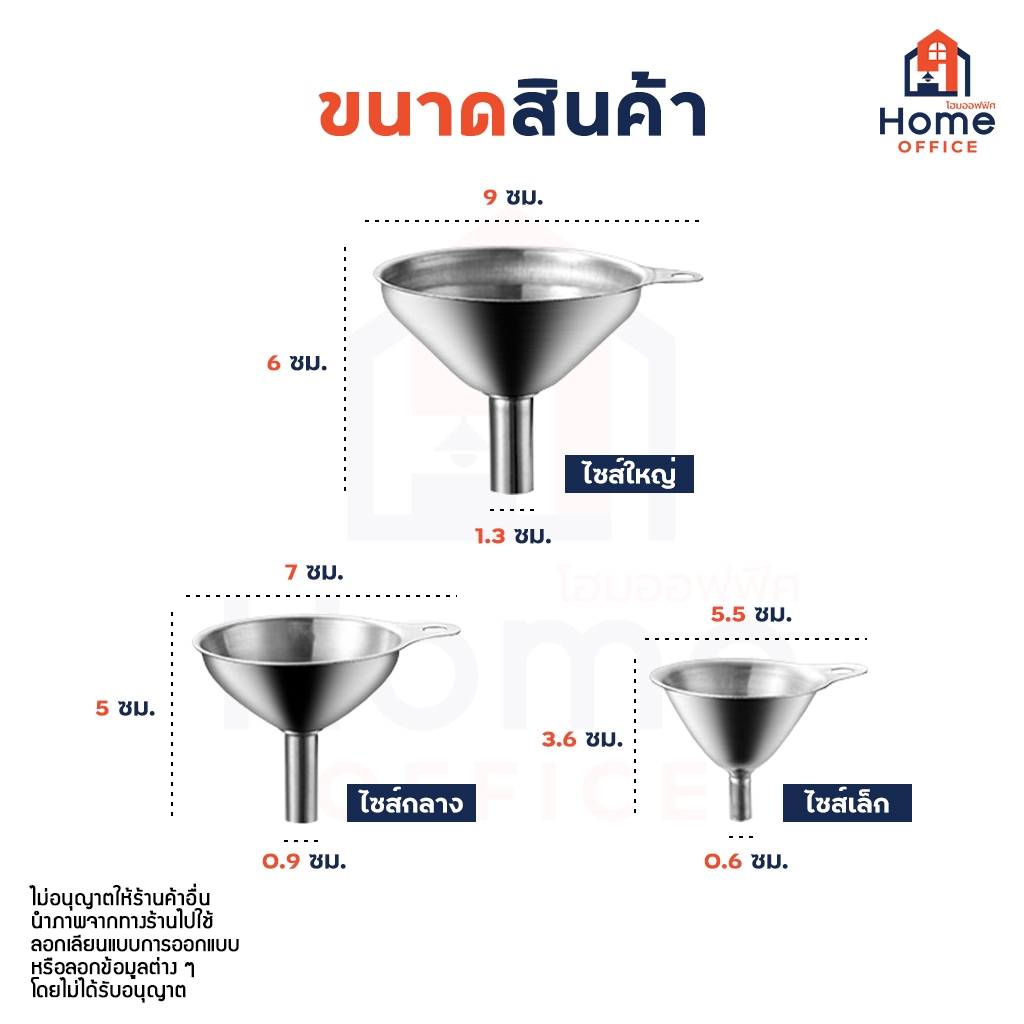Home Office กรวยกรอกซอส (สแตนเลส 3 ชิ้น) พร้อมห่วงกลม ล้างทำความสะอาด จัดเก็บง่าย ซอส น้ำมัน เครื่องปรุง ไวน์ กรวย กรอก - รูปที่ 5