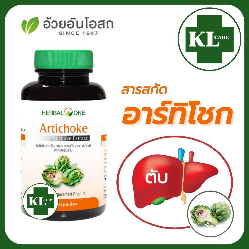 Artichoke อาร์ทิโชก ลูกซัดสกัด บำรุงตับ ลดไขมันพอกตับ อ้วยอันโอสถ 60 แคปซูล