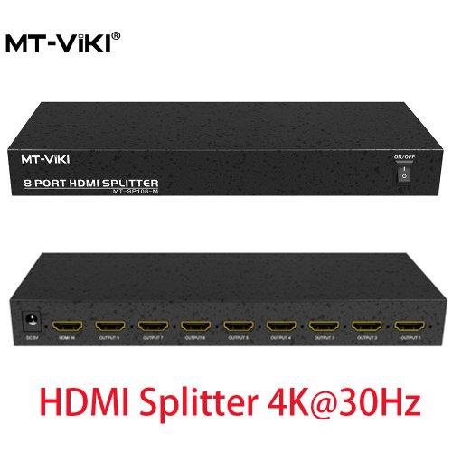 MT-VIKI 4K 1x8 HDMI Splitter 1 in 8 Out, 8 Port Powered HDMI Splitter Multi Monitor Outputs 3D 4Kx2K