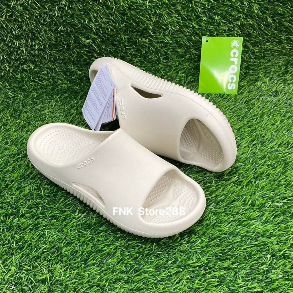 รองเท้าแตะ crocs mellow slide แบบสวมสำหรับผู้หญิงและผู้ชาย ยางนิ่มใส่สบายไม่เจ็บเท้า สินค้าตรงปก 100%