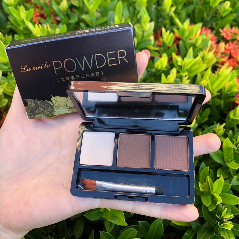 Eyebrow Powder แป้งฝุ่นเขียนคิ้ว 3in1 พร้อมแปรง กันน้ำ กันเหงื่อ ติดทนนานใช้ระบายสีคิ้ว เป็นอายแชโดว์ 1ตลับ3สี