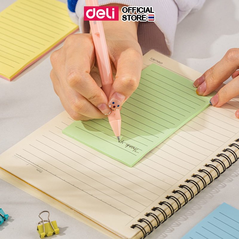 กระดาษโน๊ตกาว Deli โพสท์อิท กระดาษฉีก โพสอิส โพสอิสมีกาว เครื่องเขียน อุปกรณ์การเรียน ขนาด 3x4 นิ้ว มีเส้น 100 แผ่น - รูปที่ 5