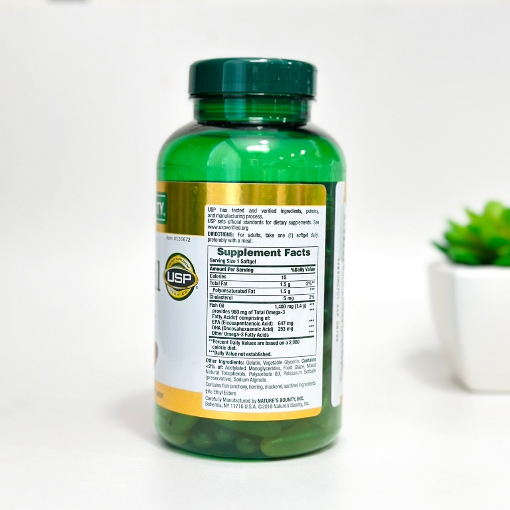 Nature’s Bounty Fish Oil, 1400mg, 980mg of Omega-3,มี130ซอฟเจล (ขวดเขียว) - รูปที่ 2